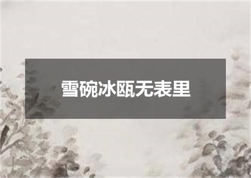 雪碗冰瓯无表里