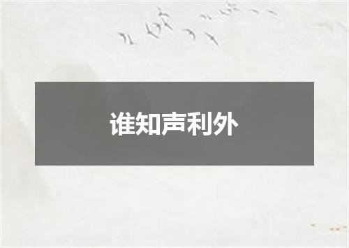 谁知声利外