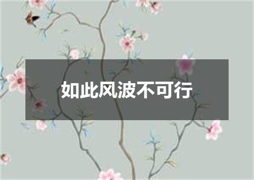 如此风波不可行