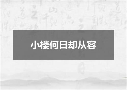 小楼何日却从容