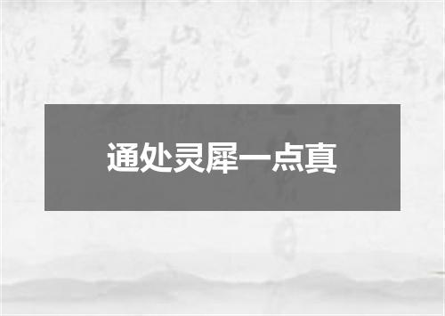 通处灵犀一点真