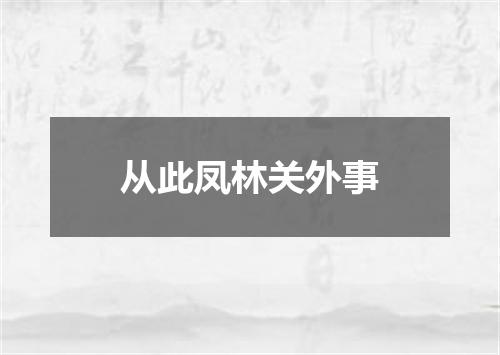 从此凤林关外事