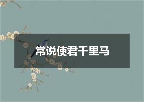 常说使君千里马