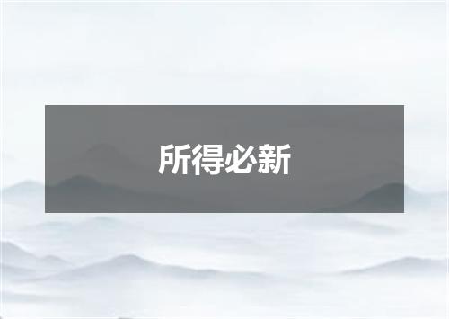 所得必新