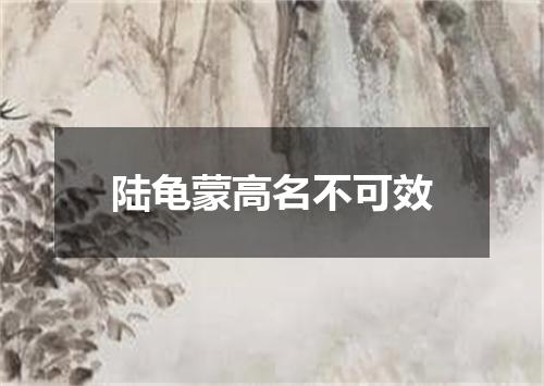 陆龟蒙高名不可效