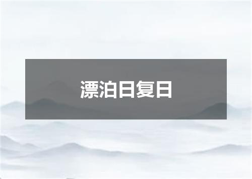 漂泊日复日