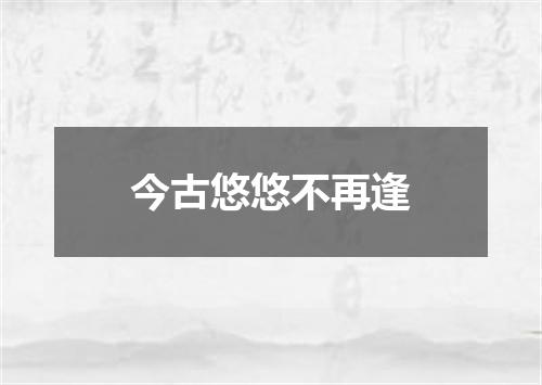 今古悠悠不再逢