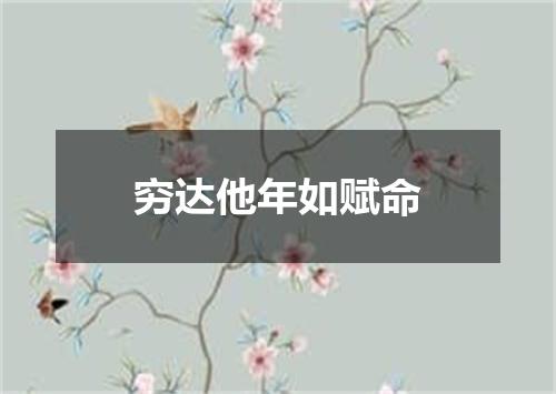 穷达他年如赋命