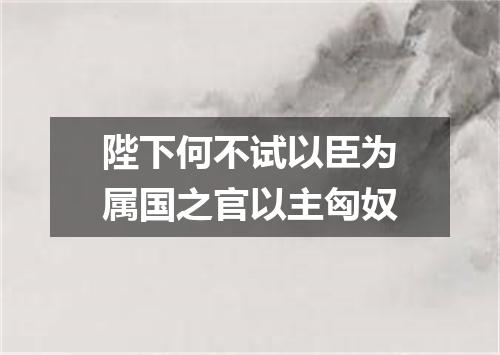 陛下何不试以臣为属国之官以主匈奴