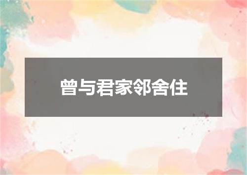 曾与君家邻舍住