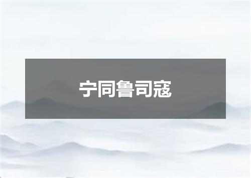 宁同鲁司寇