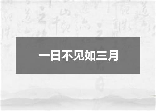 一日不见如三月