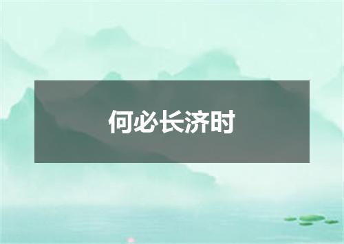 何必长济时