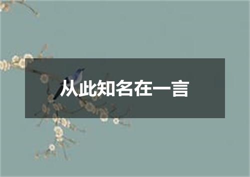 从此知名在一言