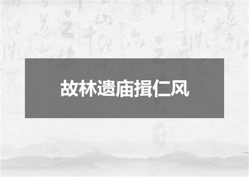 故林遗庙揖仁风