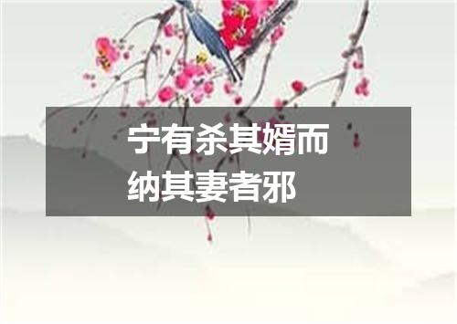 宁有杀其婿而纳其妻者邪