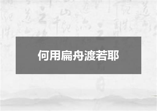 何用扁舟渡若耶