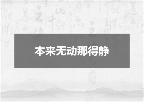 本来无动那得静