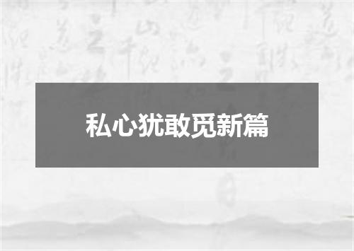 私心犹敢觅新篇