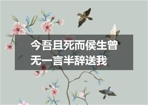 今吾且死而侯生曾无一言半辞送我