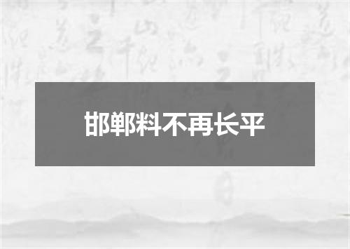 邯郸料不再长平