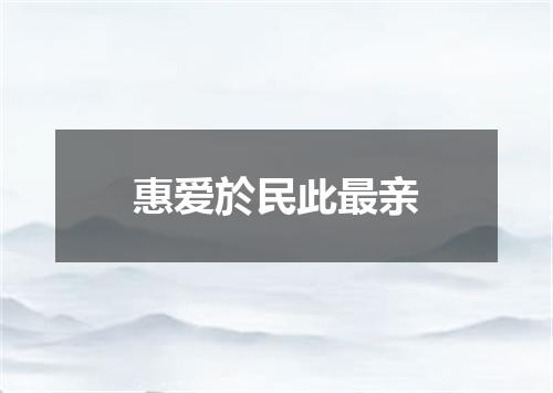 惠爱於民此最亲