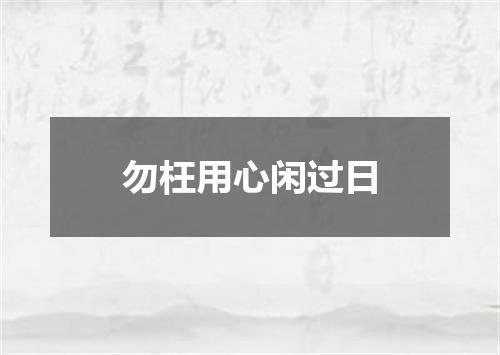 勿枉用心闲过日