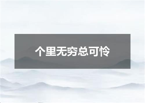 个里无穷总可怜