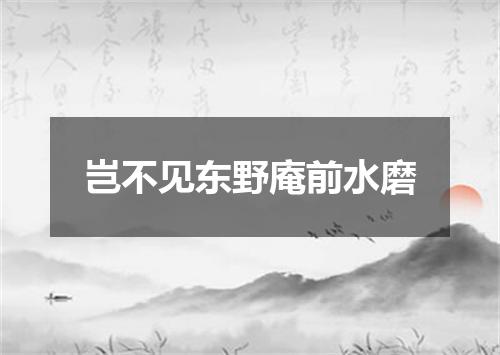 岂不见东野庵前水磨