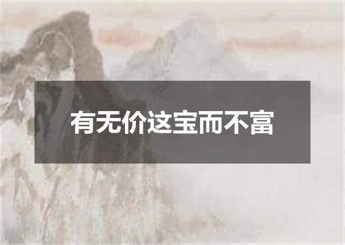 有无价这宝而不富