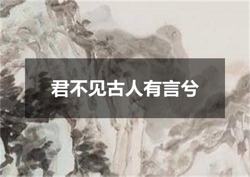 君不见古人有言兮