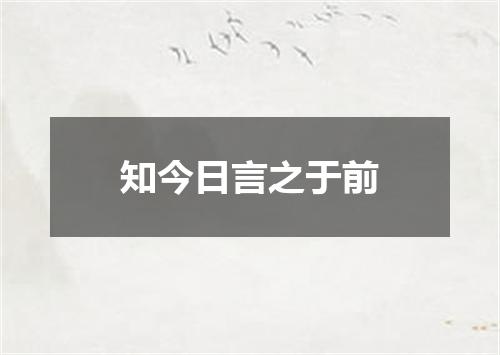 知今日言之于前