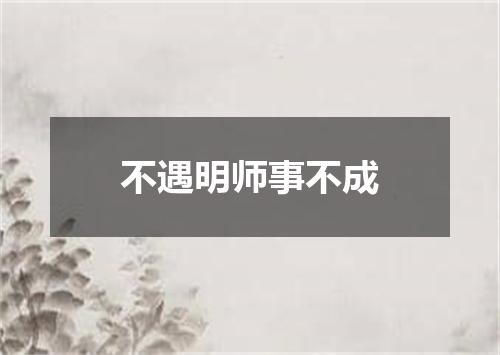 不遇明师事不成