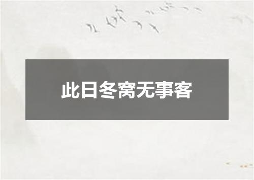 此日冬窝无事客