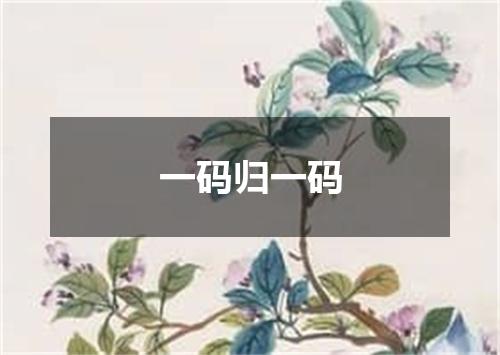 一码归一码