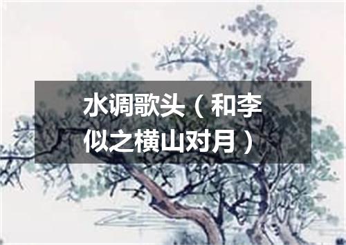 水调歌头（和李似之横山对月）