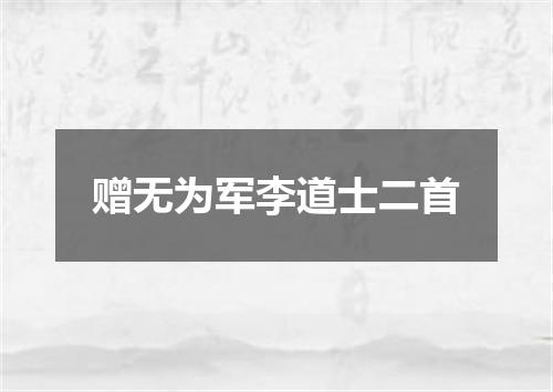 赠无为军李道士二首