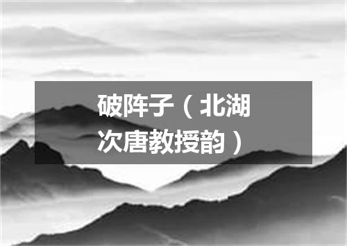 破阵子（北湖次唐教授韵）