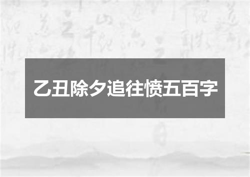 乙丑除夕追往愤五百字