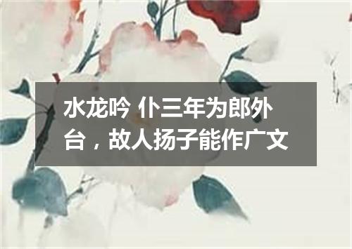 水龙吟 仆三年为郎外台，故人扬子能作广文