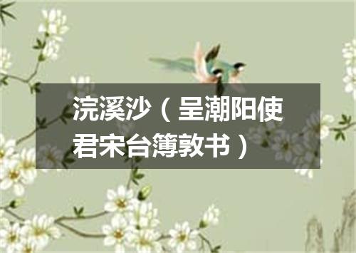 浣溪沙（呈潮阳使君宋台簿敦书）