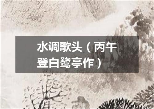 水调歌头（丙午登白鹭亭作）