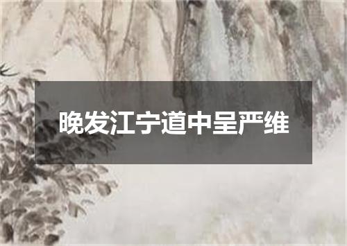 晚发江宁道中呈严维