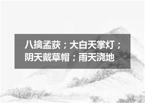 八擒孟获；大白天掌灯；阴天戴草帽；雨天浇地