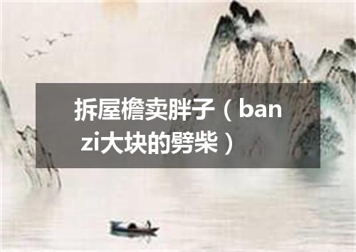 拆屋檐卖胖子（ban zi大块的劈柴）