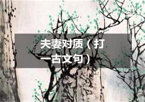 夫妻对质（打一古文句）