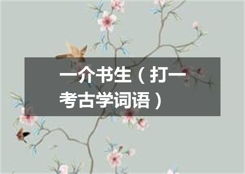 一介书生（打一考古学词语）