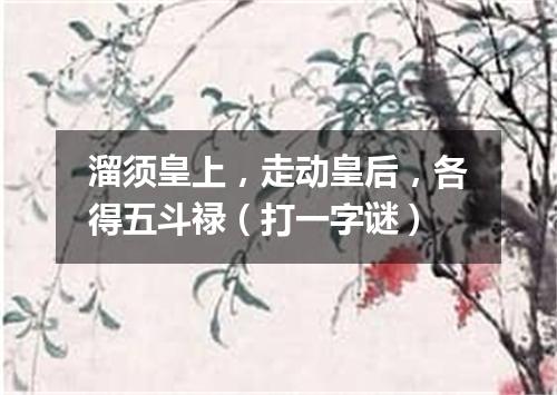 溜须皇上，走动皇后，各得五斗禄（打一字谜）