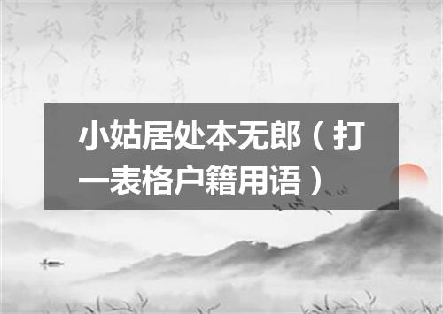 小姑居处本无郎（打一表格户籍用语）