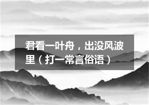 君看一叶舟，出没风波里（打一常言俗语）